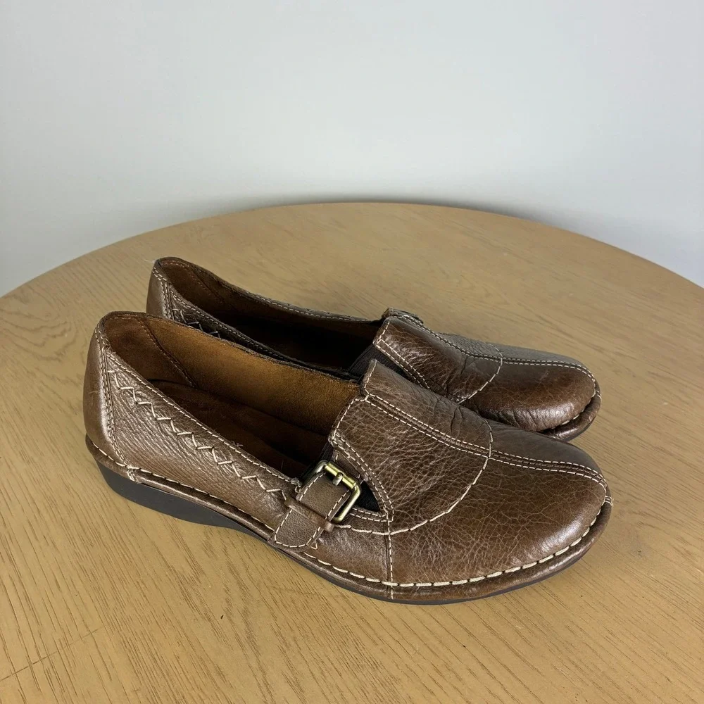 Naturalizer Rival Leather Flat Loafers Women's 6.5 Buckle Slip On Comfort Shoes